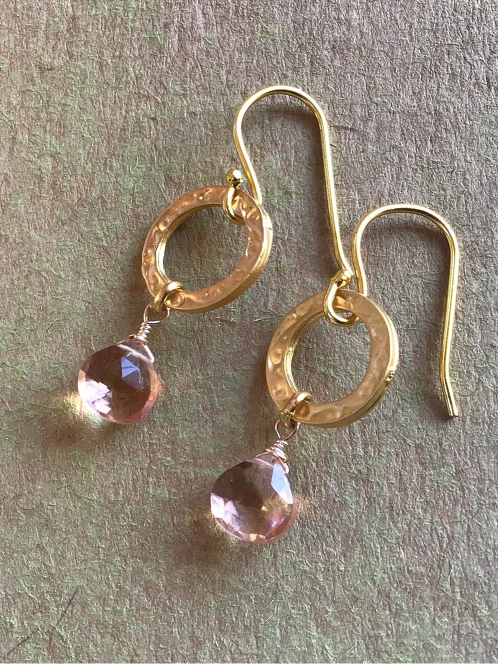 Natural Morganite gold plated Sundance charm Earrings